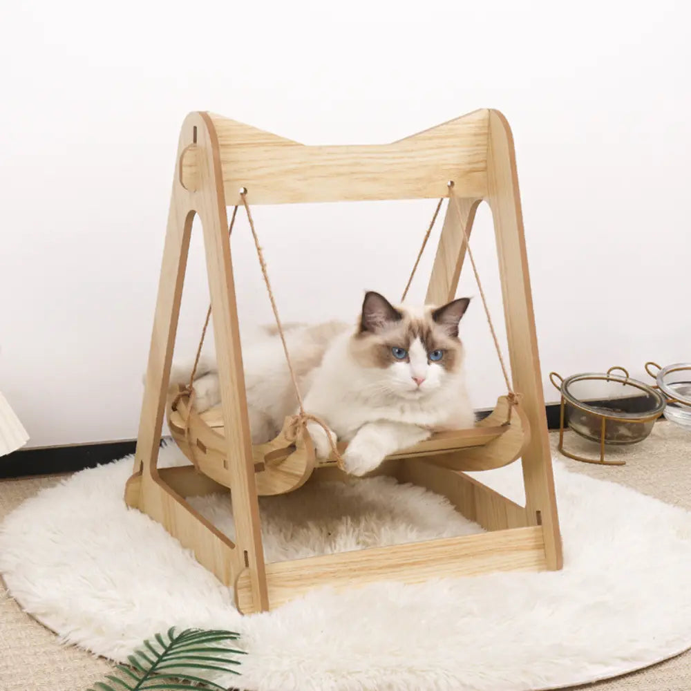 Wood Cat Hammock Swing Bed – Durable, Cozy & Easy to Assemble