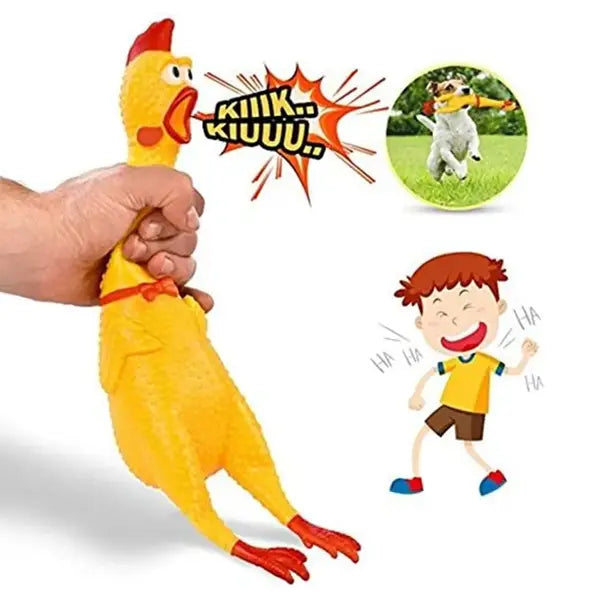 Squeaky Chicken Dog Toy | Durable Rubber Screaming Chicken for Interactive Play