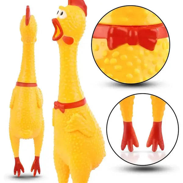 Squeaky Chicken Dog Toy | Durable Rubber Screaming Chicken for Interactive Play