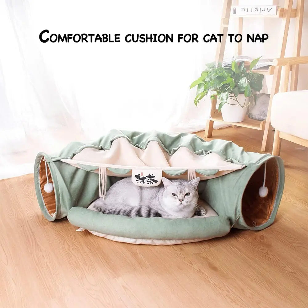 Hipipet Cat Tunnel for Indoor Cats | Collapsible Cat Bed & Play Tunnel - Durable, Washable, Fun