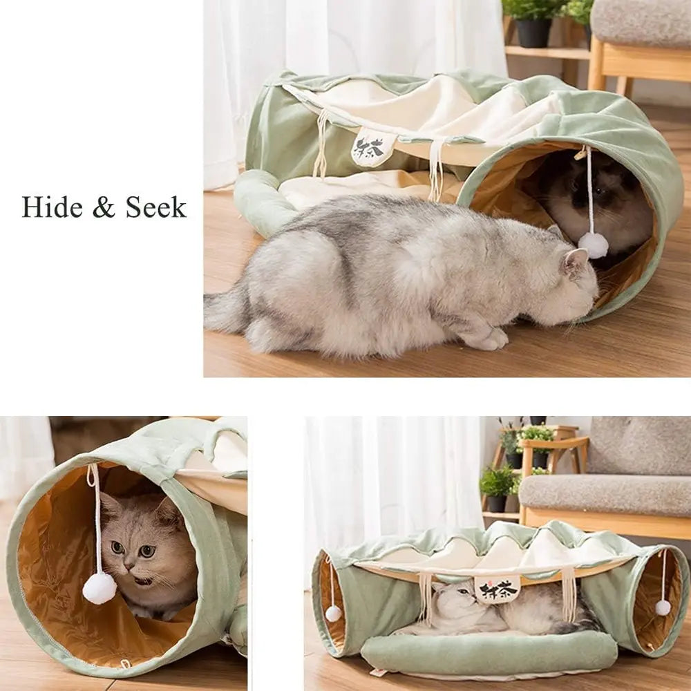 Hipipet Cat Tunnel for Indoor Cats | Collapsible Cat Bed & Play Tunnel - Durable, Washable, Fun