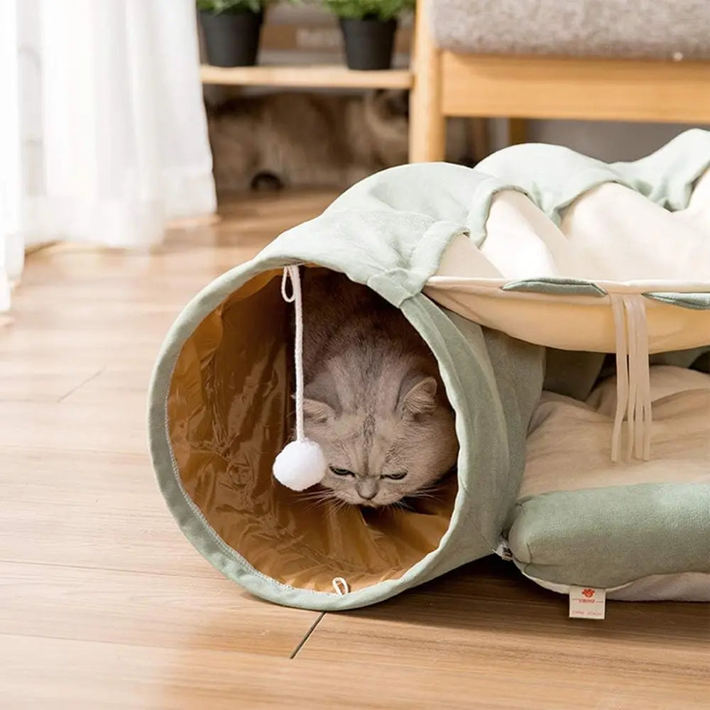 Hipipet Cat Tunnel for Indoor Cats | Collapsible Cat Bed & Play Tunnel - Durable, Washable, Fun