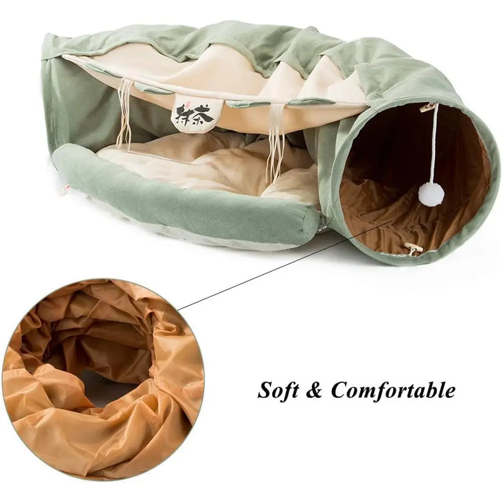 Hipipet Cat Tunnel for Indoor Cats | Collapsible Cat Bed & Play Tunnel - Durable, Washable, Fun