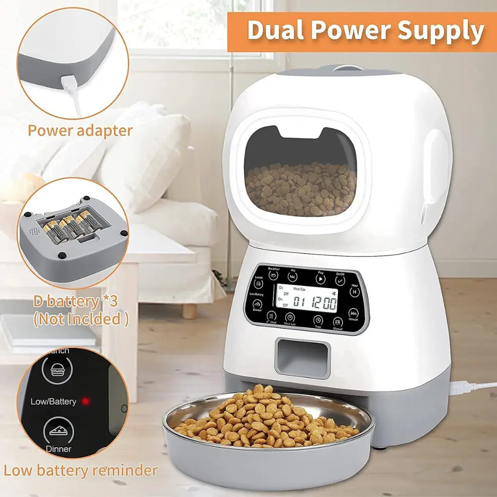 Automatic Feeding Dispenser for Pets - Programmable, Large Capacity