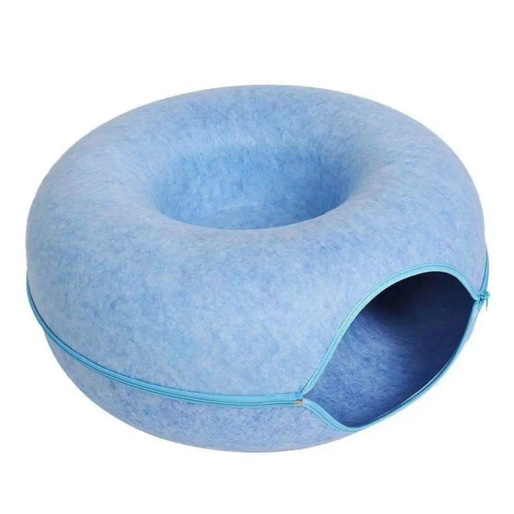 Round Design Cat Tunnel Bed - Cozy Donut Shaped Play & Sleep