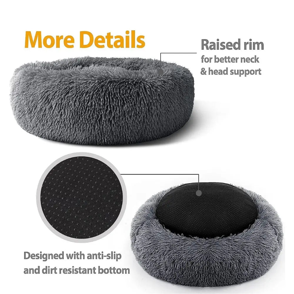 Comfortable Round Plush Cat Bed – Soft Donut Bed for Cats & Small Dogs