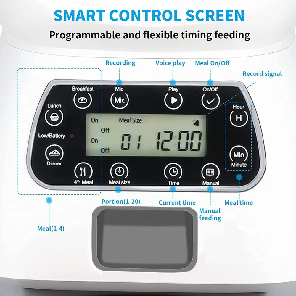 Automatic Feeding Dispenser for Pets - Programmable, Large Capacity