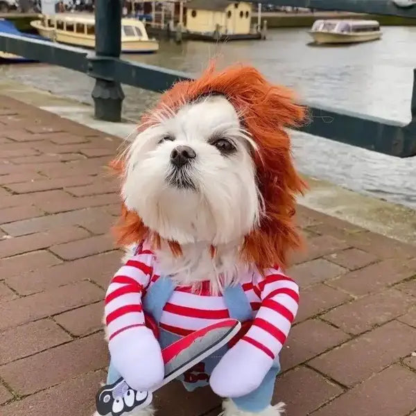 Funny Dog Halloween Costumes - Pet Deadly Doll Outfit for Small to Large Dogs