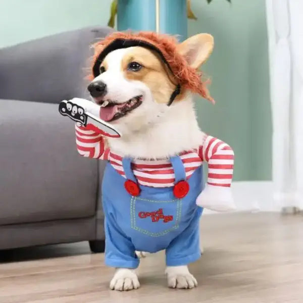 Funny Dog Halloween Costumes - Pet Deadly Doll Outfit for Small to Large Dogs