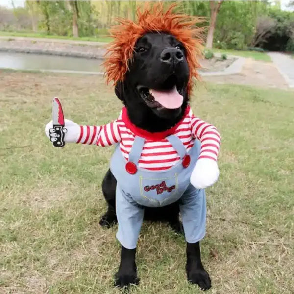 Funny Dog Halloween Costumes - Pet Deadly Doll Outfit for Small to Large Dogs