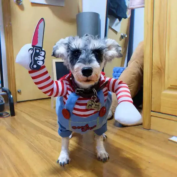 Funny Dog Halloween Costumes - Pet Deadly Doll Outfit for Small to Large Dogs