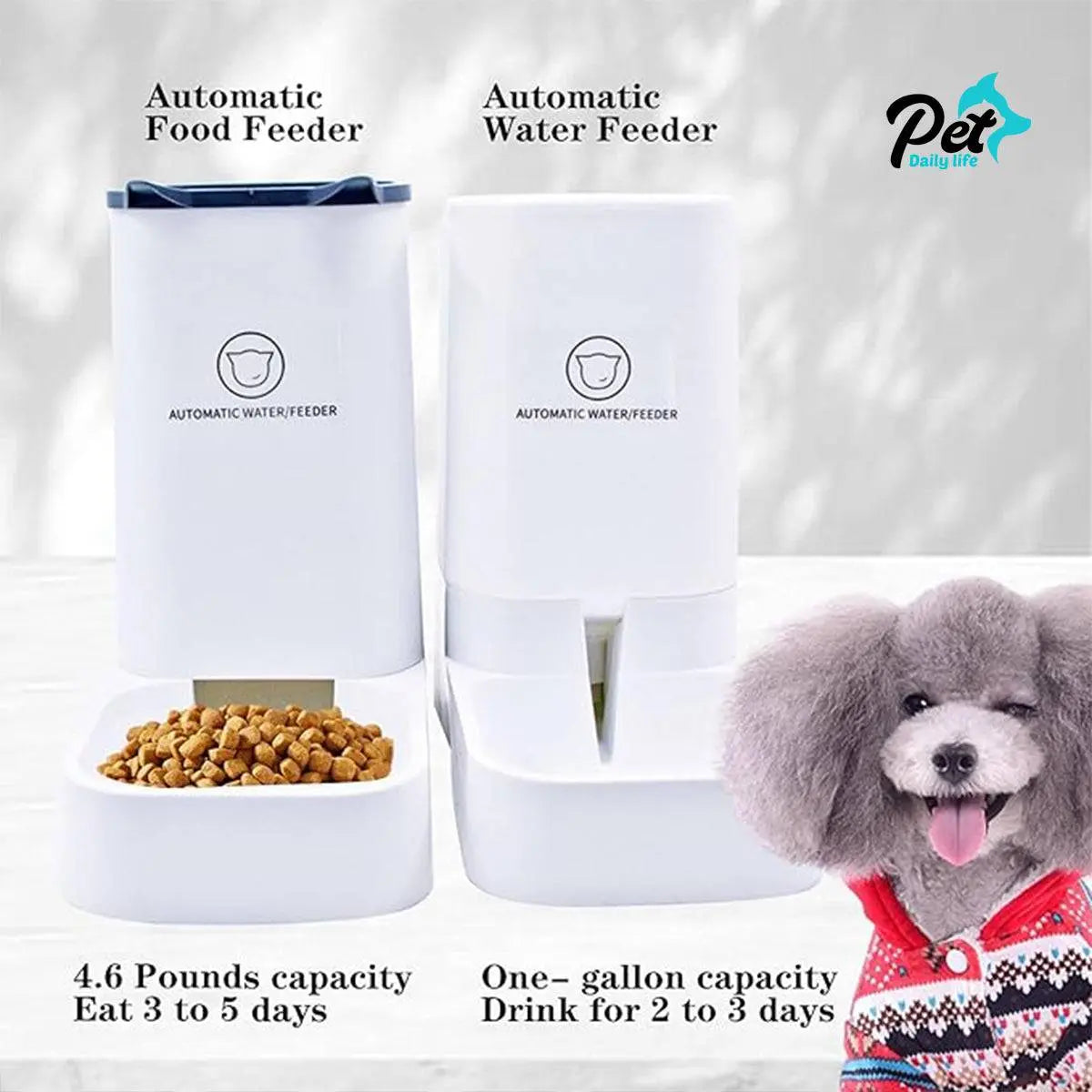 Automatic Cat Feeder & Water Dispenser - Gravity Pet Food & Water Set for Cats & Dogs