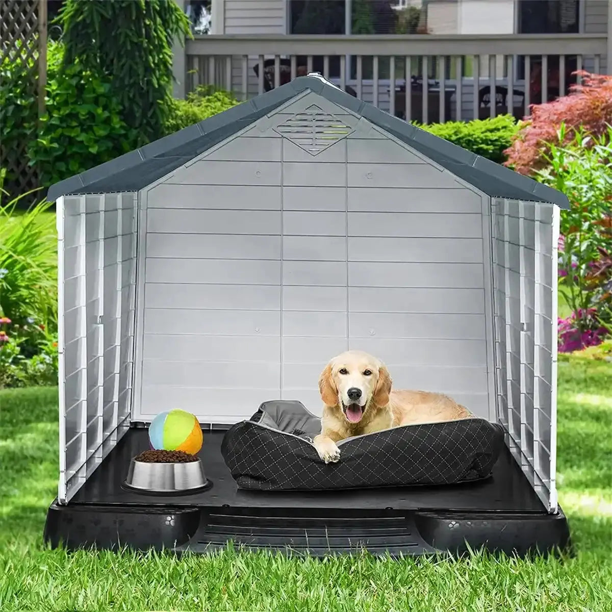 BestPet 39-Inch Large Dog House - Durable Plastic Kennel for Small to Large Dogs