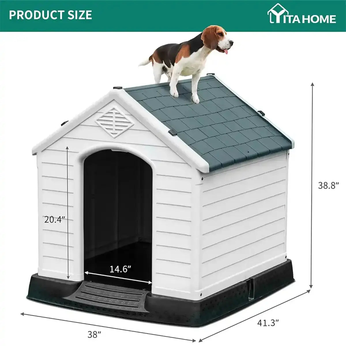 BestPet 39-Inch Large Dog House - Durable Plastic Kennel for Small to Large Dogs