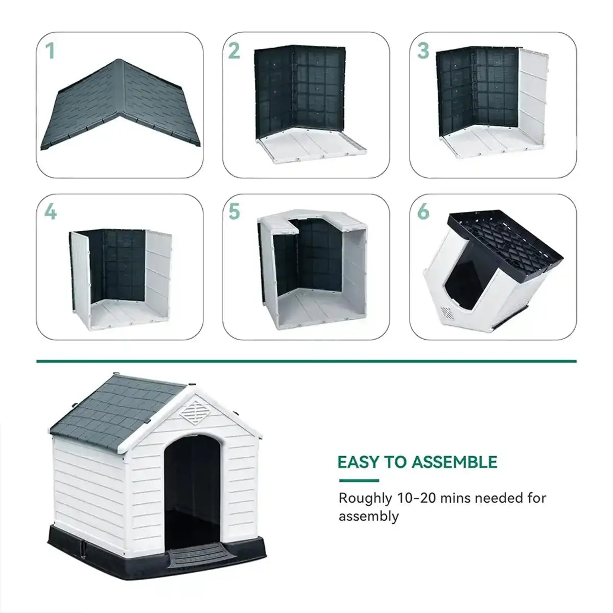 BestPet 39-Inch Large Dog House - Durable Plastic Kennel for Small to Large Dogs