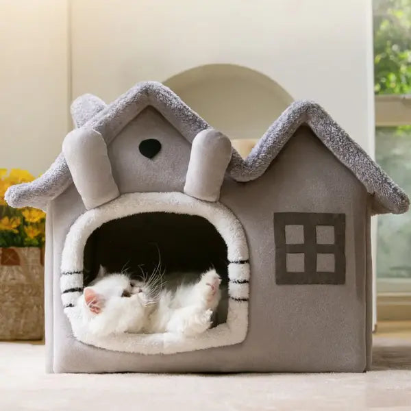 Indoor Cat Houses & Dog Houses - Insulated Pet Bed with Washable Top | Cozy Pet Retreat