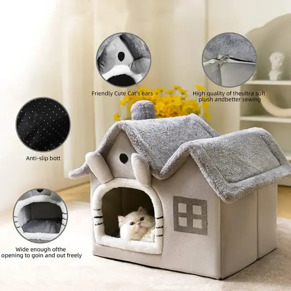 Indoor Cat Houses & Dog Houses - Insulated Pet Bed with Washable Top | Cozy Pet Retreat