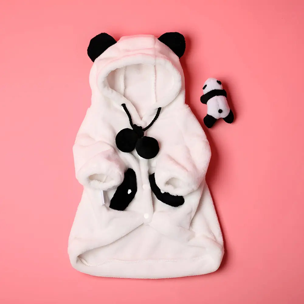 Dog Hoodie with Panda Decor - Cozy Flannel Puppy Clothes