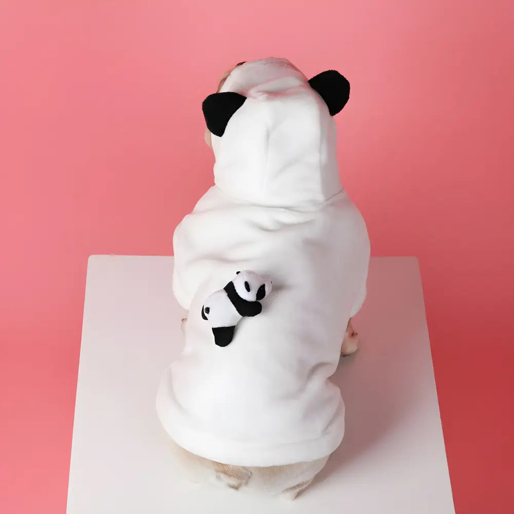 Dog Hoodie with Panda Decor - Cozy Flannel Puppy Clothes