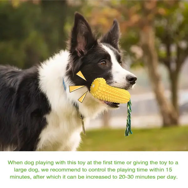 Durable Interactive Dog Toys for Aggressive Chewers | Corn Toothbrush Toy for All Breeds