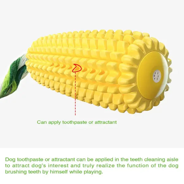 Durable Interactive Dog Toys for Aggressive Chewers | Corn Toothbrush Toy for All Breeds