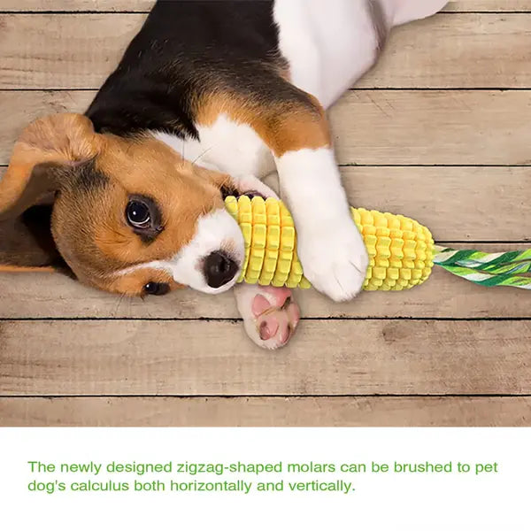 Durable Interactive Dog Toys for Aggressive Chewers | Corn Toothbrush Toy for All Breeds