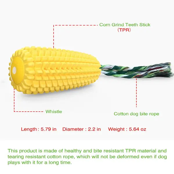 Durable Interactive Dog Toys for Aggressive Chewers | Corn Toothbrush Toy for All Breeds