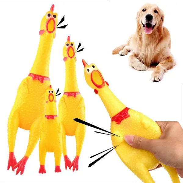 Squeaky Chicken Dog Toy | Durable Rubber Screaming Chicken for Interactive Play