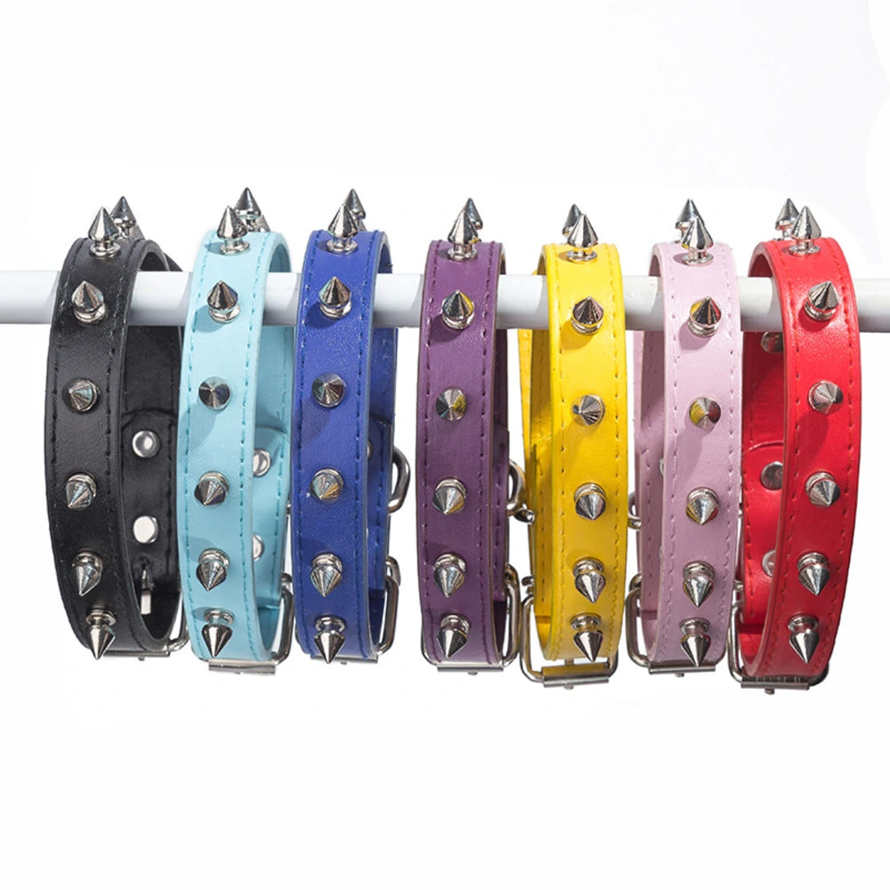 Adjustable Soft Leather Dog Collar | Fashion Punk Spike Design | Durable & Comfortable