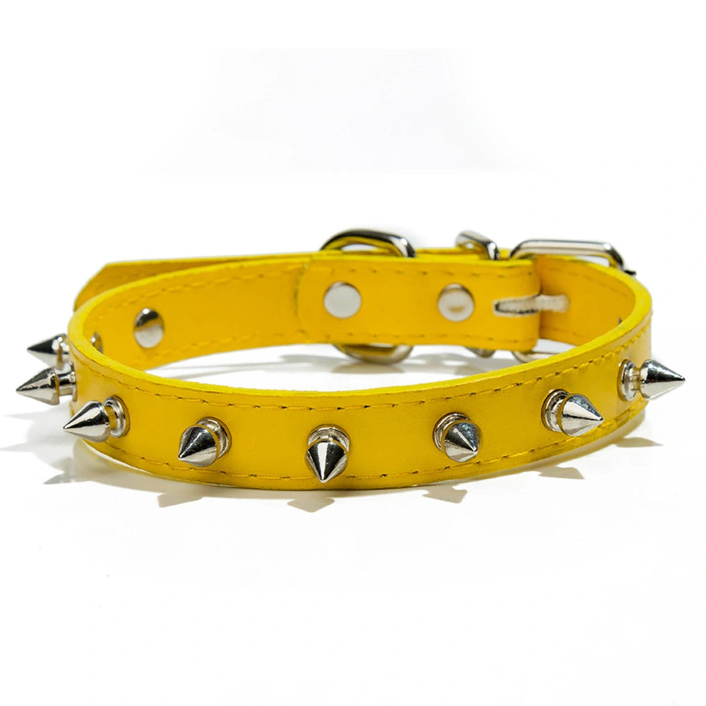 Adjustable Soft Leather Dog Collar | Fashion Punk Spike Design | Durable & Comfortable