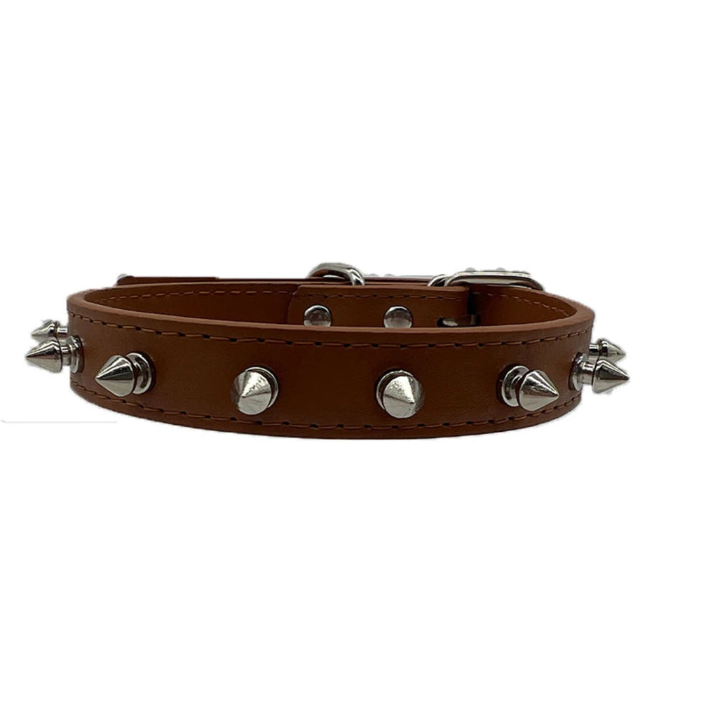 Adjustable Soft Leather Dog Collar | Fashion Punk Spike Design | Durable & Comfortable