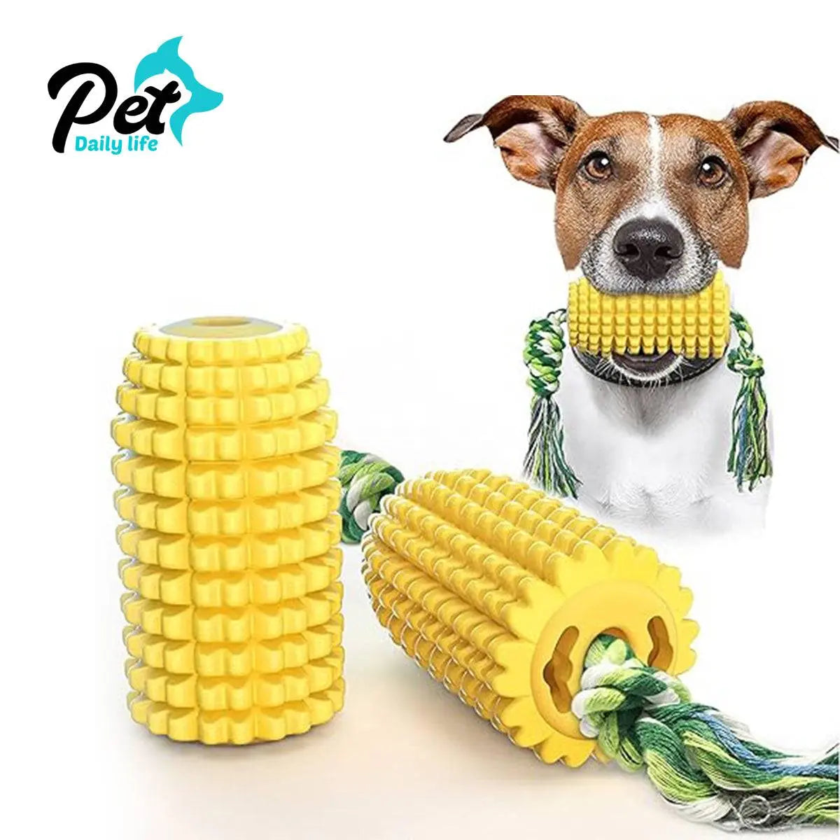 Durable Interactive Dog Toys for Aggressive Chewers | Corn Toothbrush Toy for All Breeds