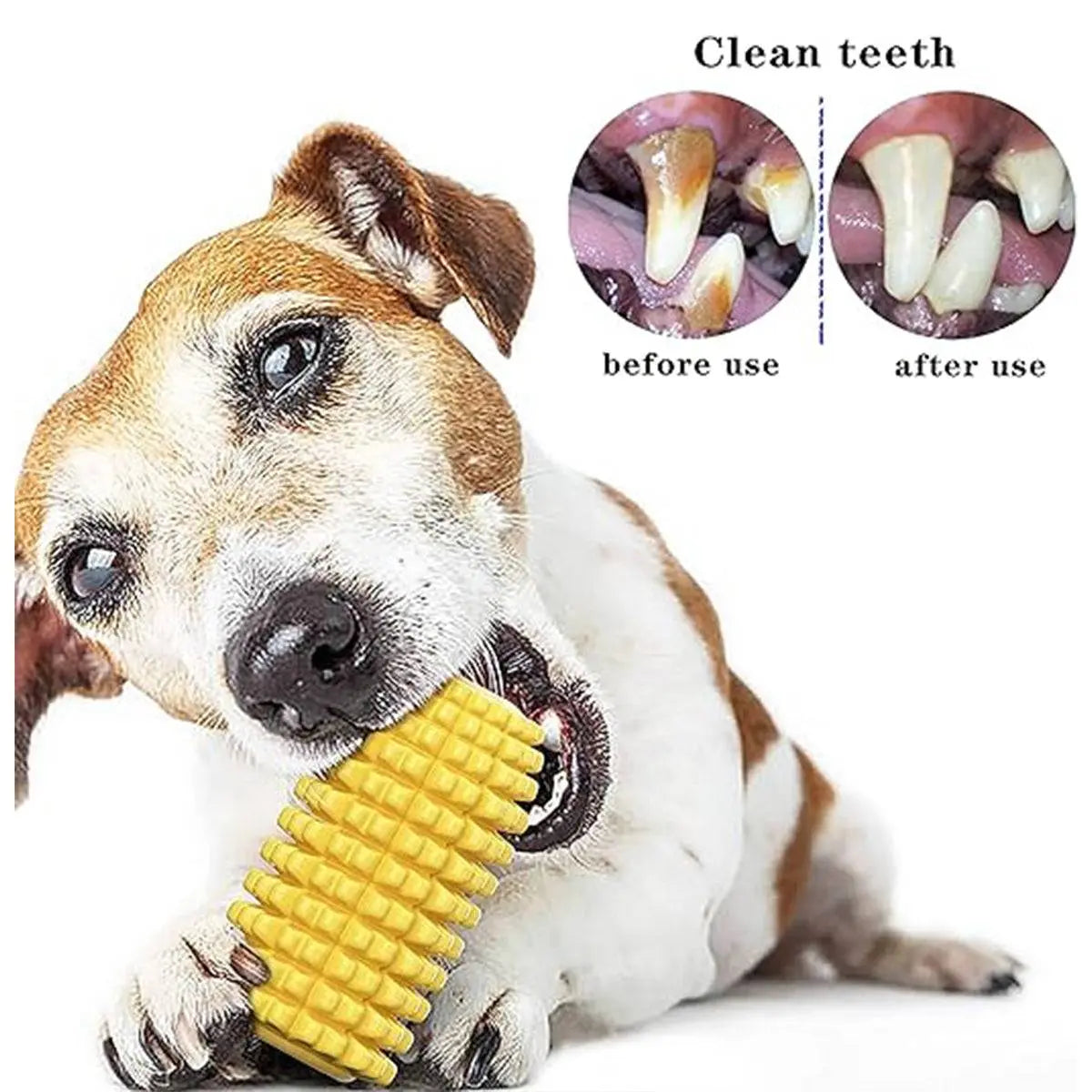 Durable Interactive Dog Toys for Aggressive Chewers | Corn Toothbrush Toy for All Breeds