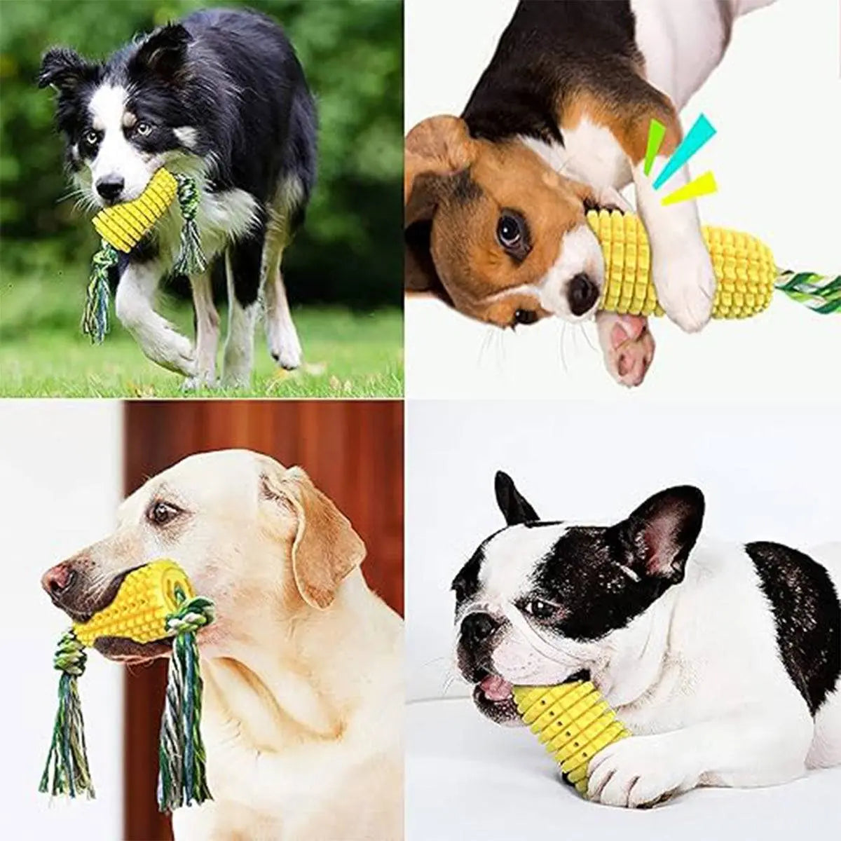 Durable Interactive Dog Toys for Aggressive Chewers | Corn Toothbrush Toy for All Breeds