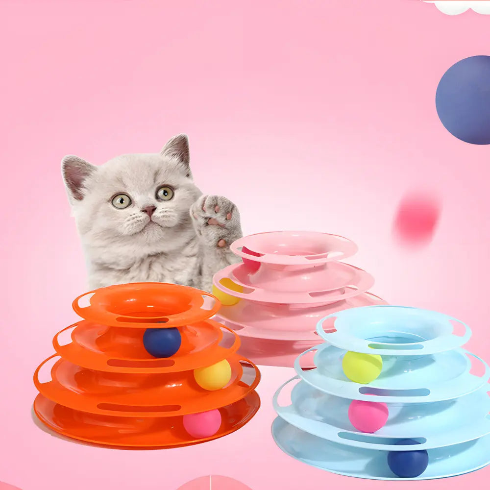 Interactive Puzzle Cat Toy Tower - 3 Levels of Fun & Stimulation