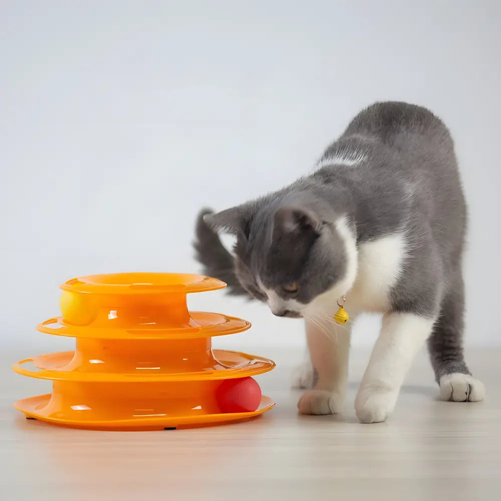 Interactive Puzzle Cat Toy Tower - 3 Levels of Fun & Stimulation