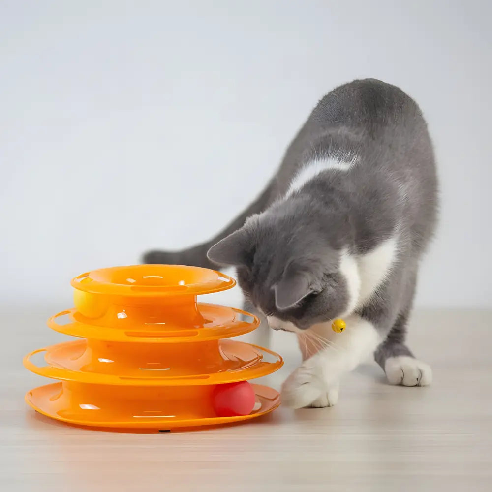 Interactive Puzzle Cat Toy Tower - 3 Levels of Fun & Stimulation