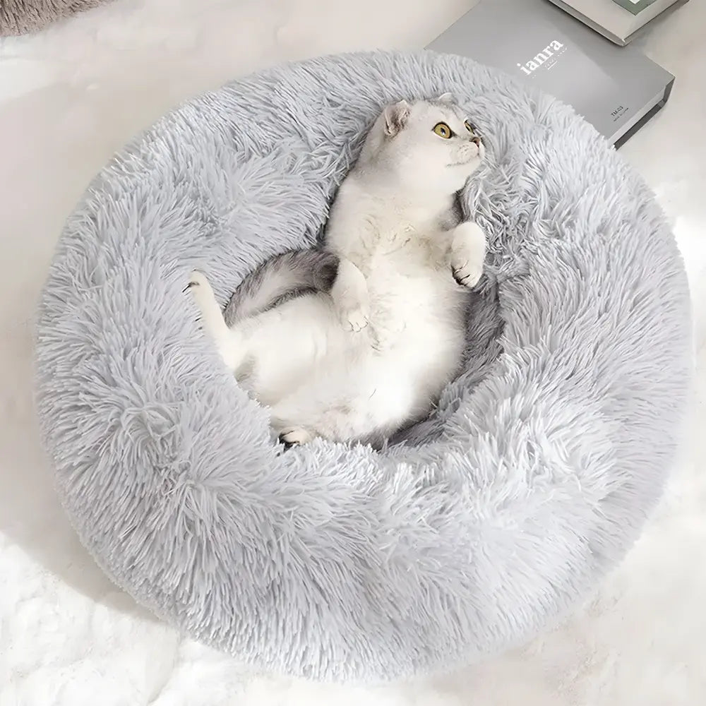 Comfortable Round Plush Cat Bed – Soft Donut Bed for Cats & Small Dogs