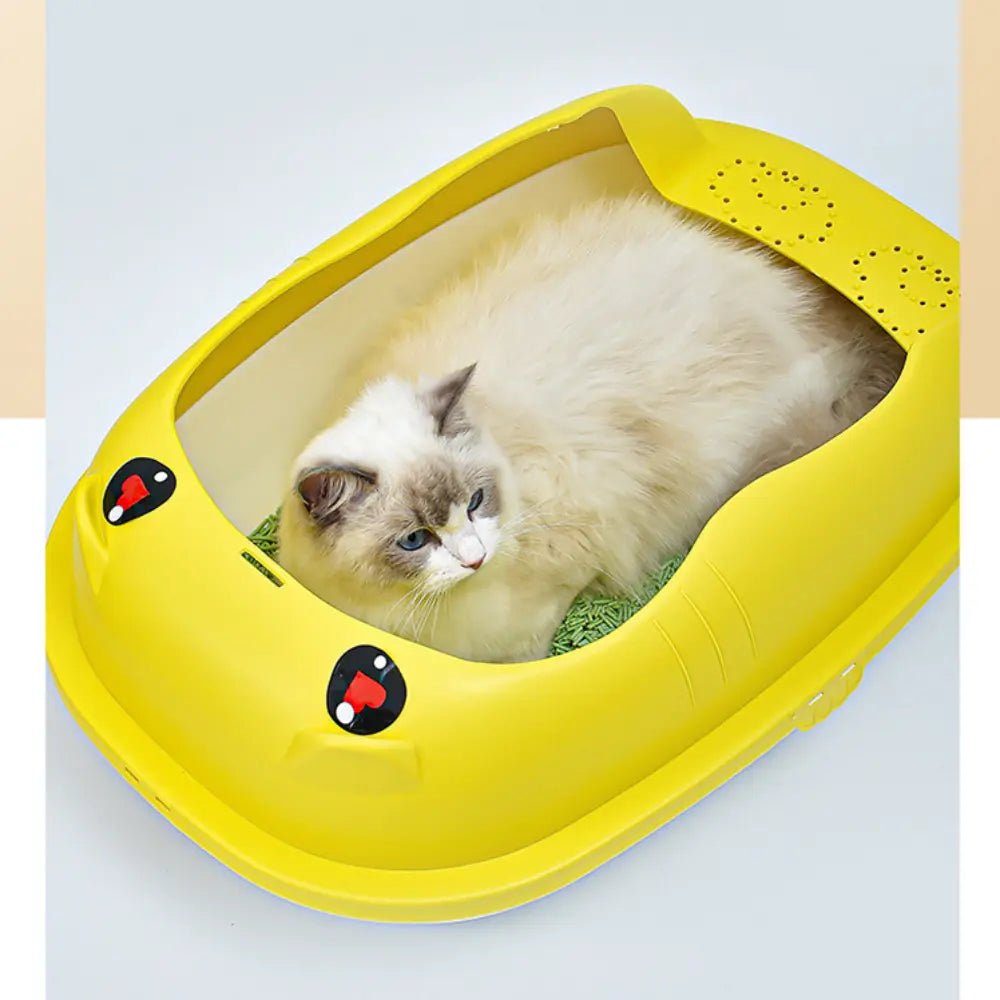 Semi-Enclosed Cat Litter Box with Scoop - Easy to Clean & Durable