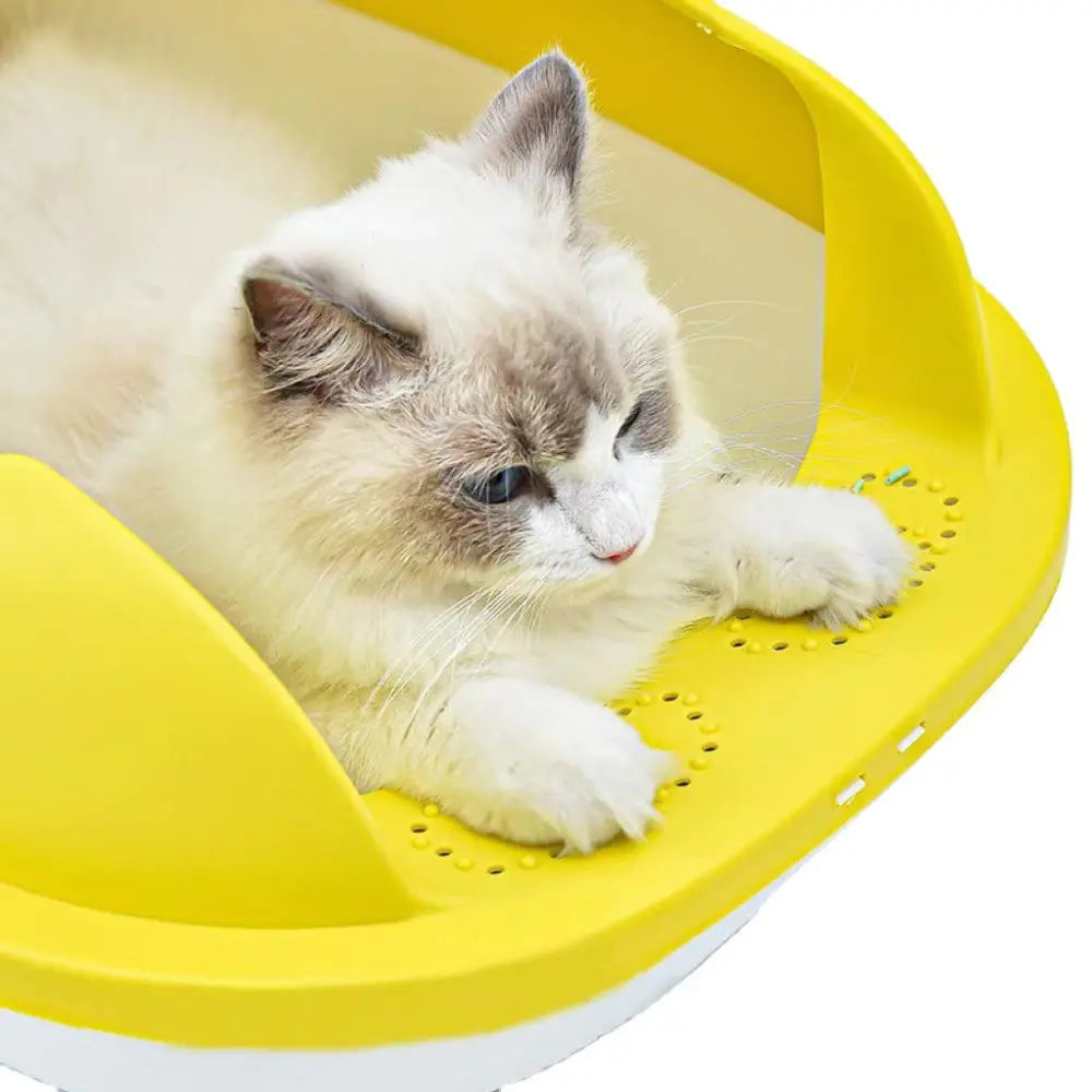 Semi-Enclosed Cat Litter Box with Scoop - Easy to Clean & Durable