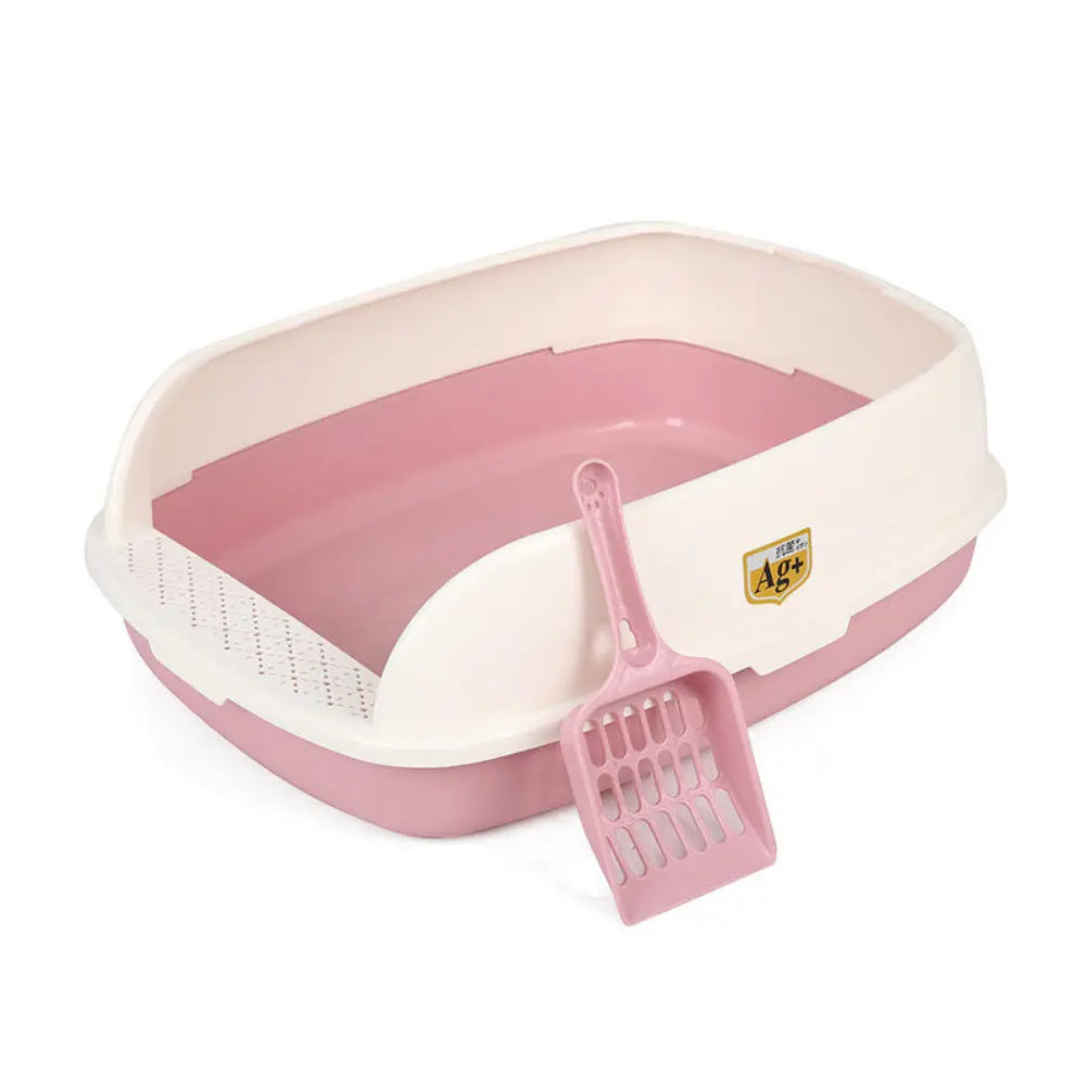 Semi-Open Design Cat Litter Box | Splash-Proof, Easy to Clean, High Sides