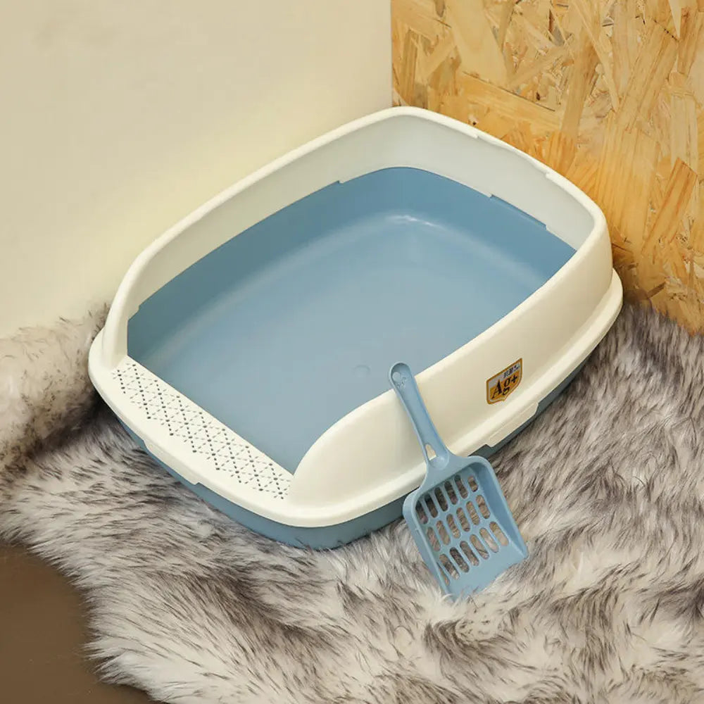 Semi-Open Design Cat Litter Box | Splash-Proof, Easy to Clean, High Sides