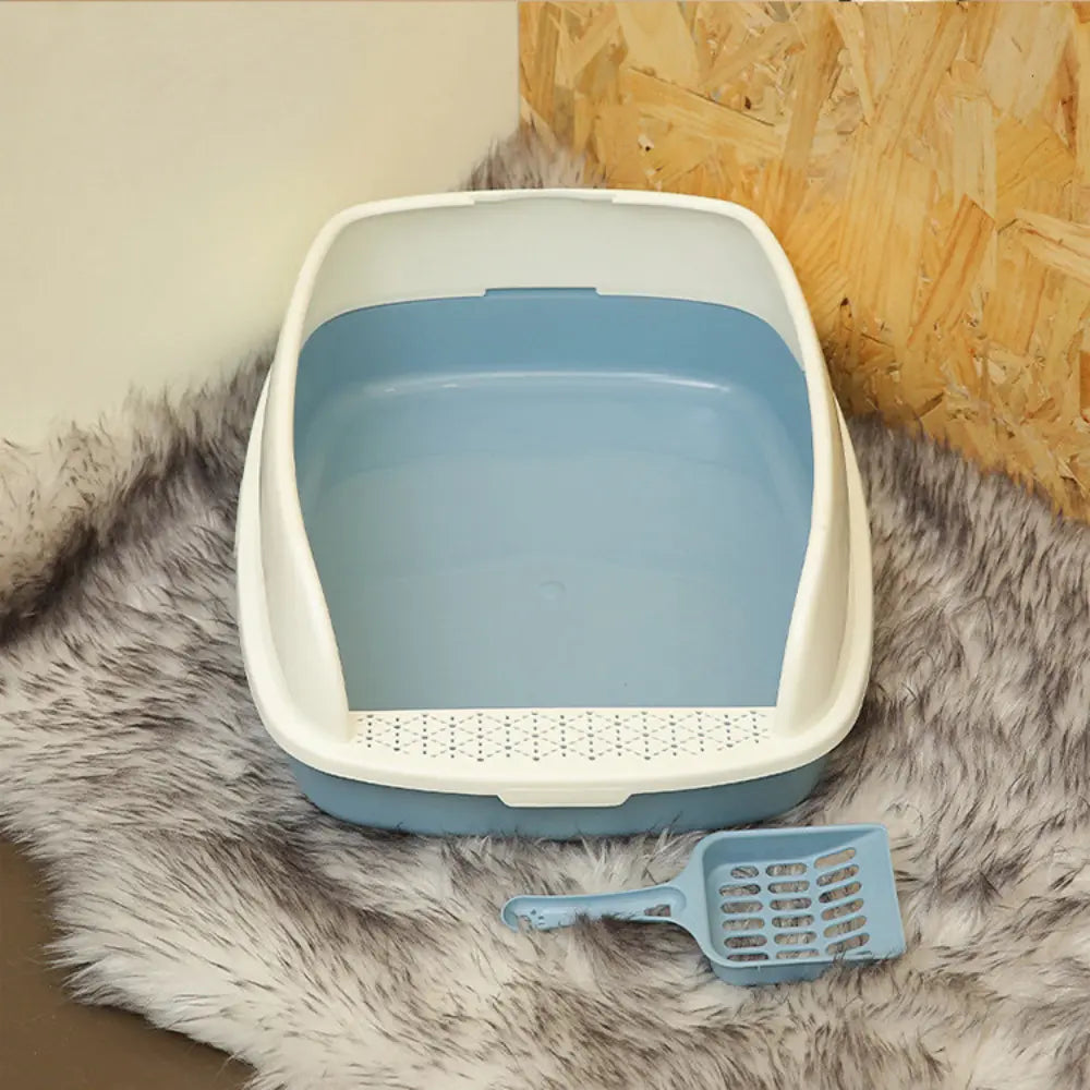 Semi-Open Design Cat Litter Box | Splash-Proof, Easy to Clean, High Sides