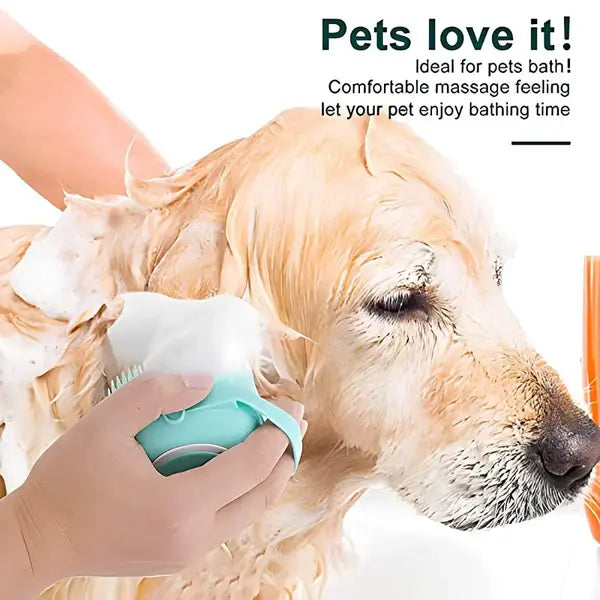 Dog Bath Brush - 2-in-1 Grooming & Shower Attachment for Easy Bathing | Soft Silicone Bristles