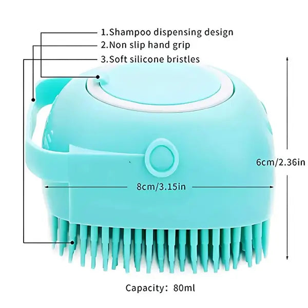 Dog Bath Brush - 2-in-1 Grooming & Shower Attachment for Easy Bathing | Soft Silicone Bristles