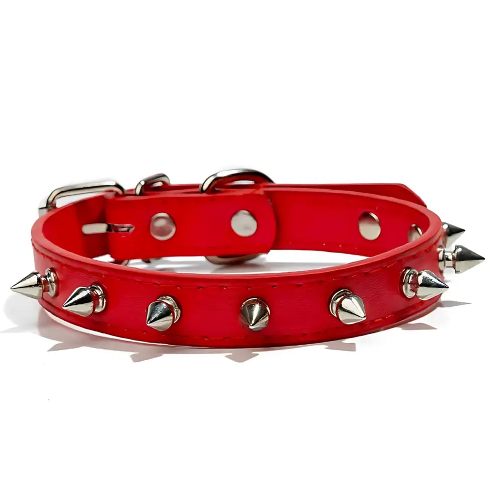 Adjustable Soft Leather Dog Collar | Fashion Punk Spike Design | Durable & Comfortable Pet Daily Life