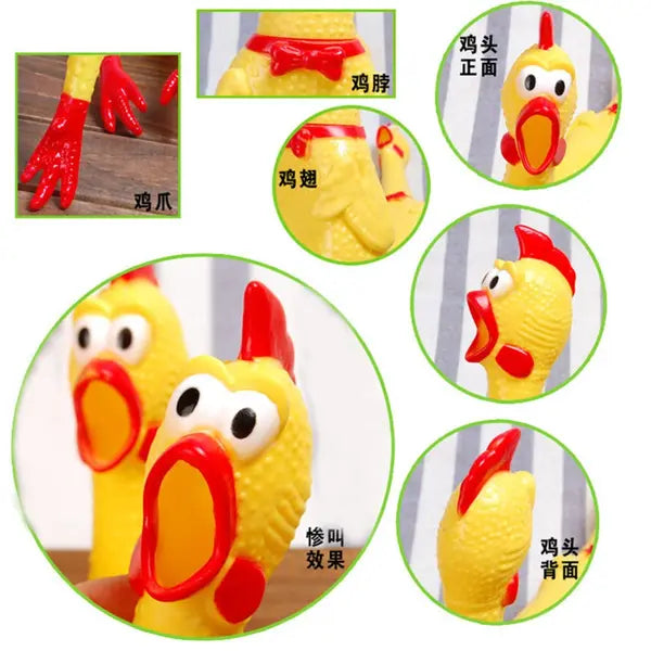 Squeaky Chicken Dog Toy | Durable Rubber Screaming Chicken for Interactive Play