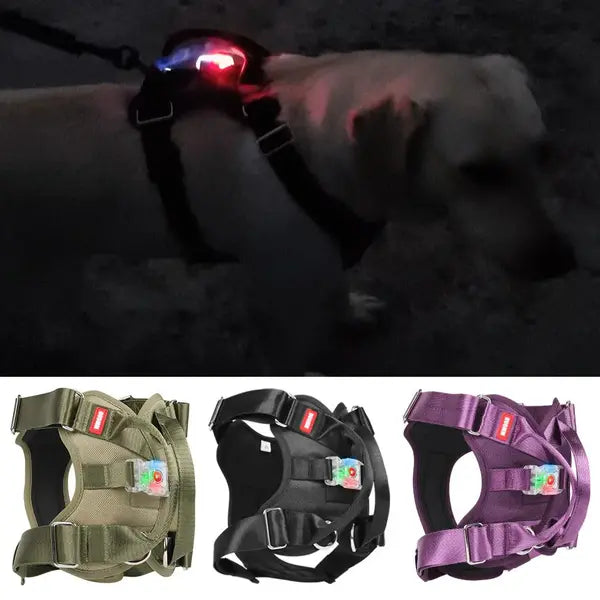 No Pull Dog Harness with LED Light | Adjustable Reflective Dog Vest for Night Walks