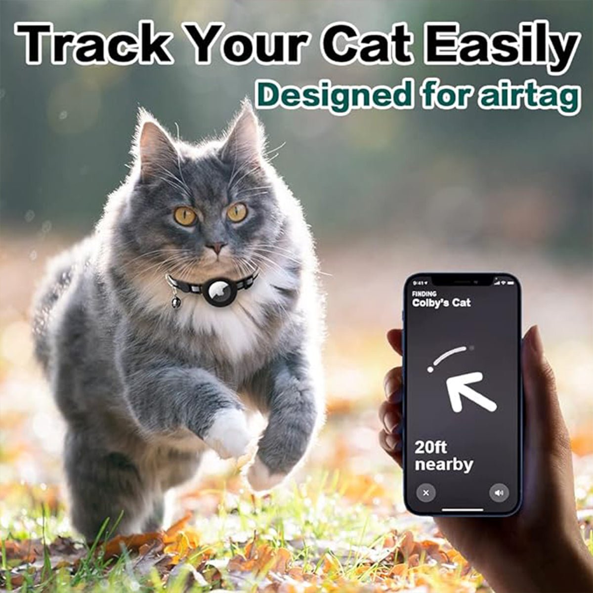 AirTag Cat Collar - Reflective Breakaway Kitten Collar with Apple AirTag Holder