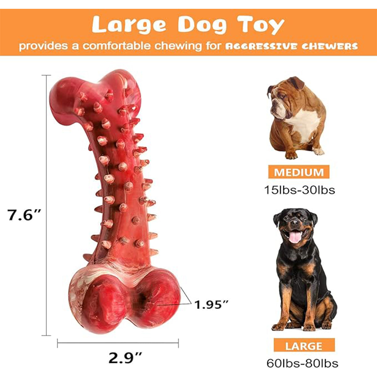 Indestructible Dog Chew Toys for Aggressive Chewers - Tough Bone for Large Breeds